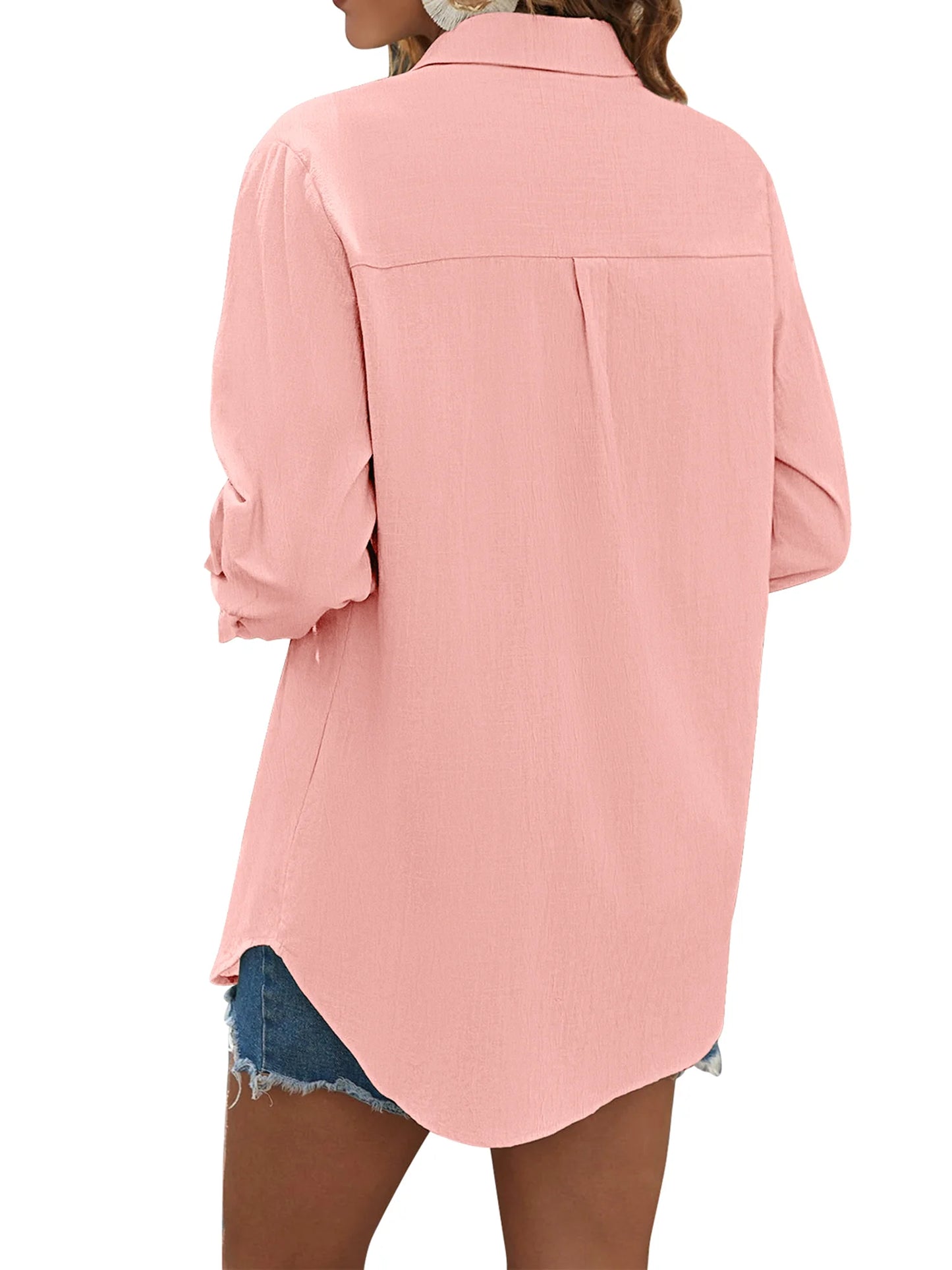 Womens Button down Shirts Lapel Long Sleeve Blouses Business Work Shirt Dressy Casual Collared Tops