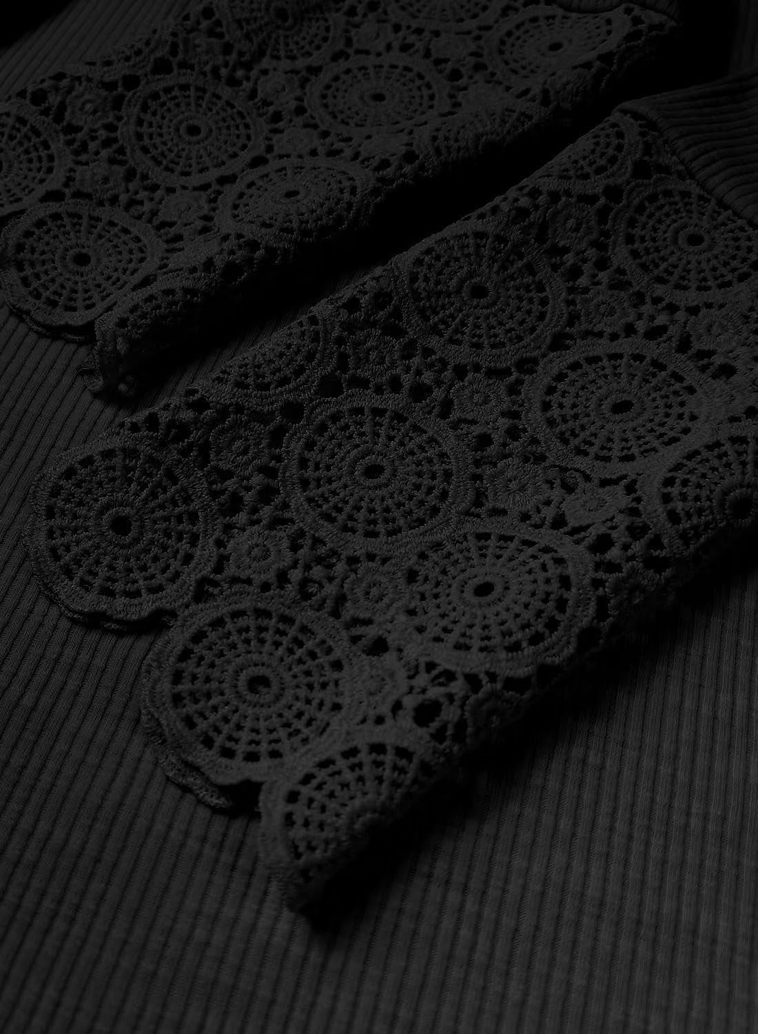 Womens Fall Clothes Long Sleeves Tunic Lace Sleeve V Neck Buttons Shirts Casual Slim Fit Blouses