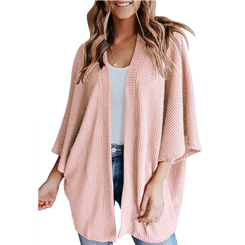 Bat Sleeve Waffle Gerson Women'S Cardigan