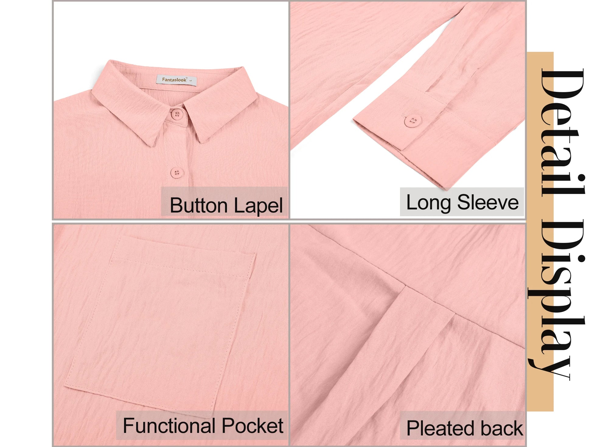 Womens Button down Shirts Lapel Long Sleeve Blouses Business Work Shirt Dressy Casual Collared Tops