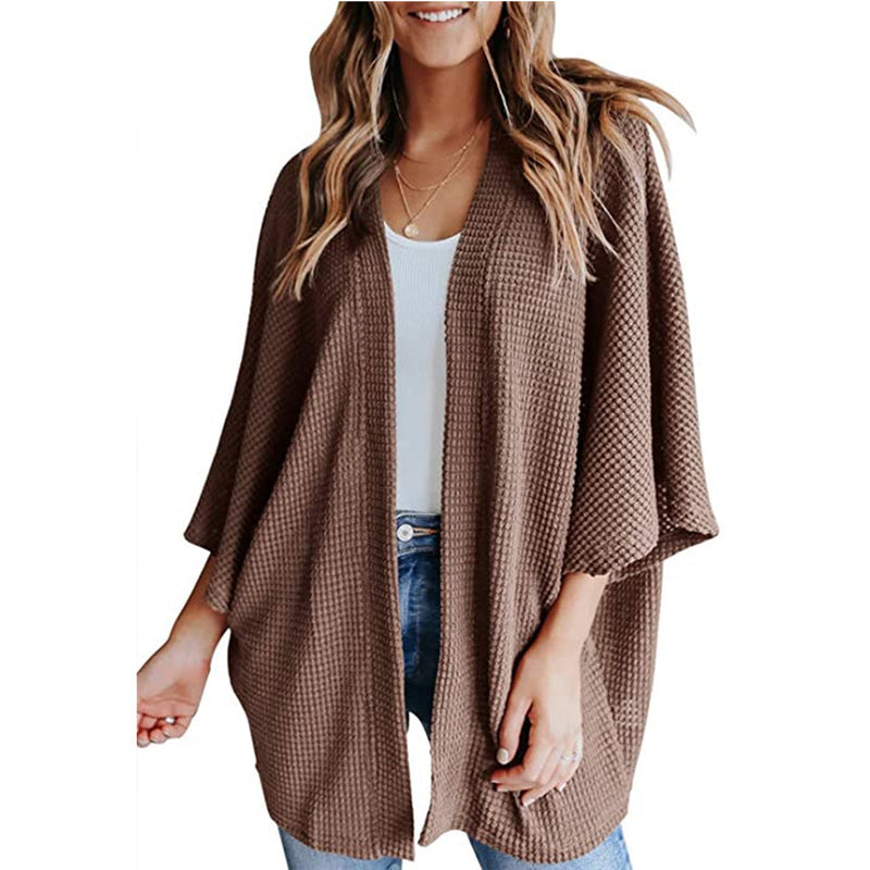 Bat Sleeve Waffle Gerson Women'S Cardigan