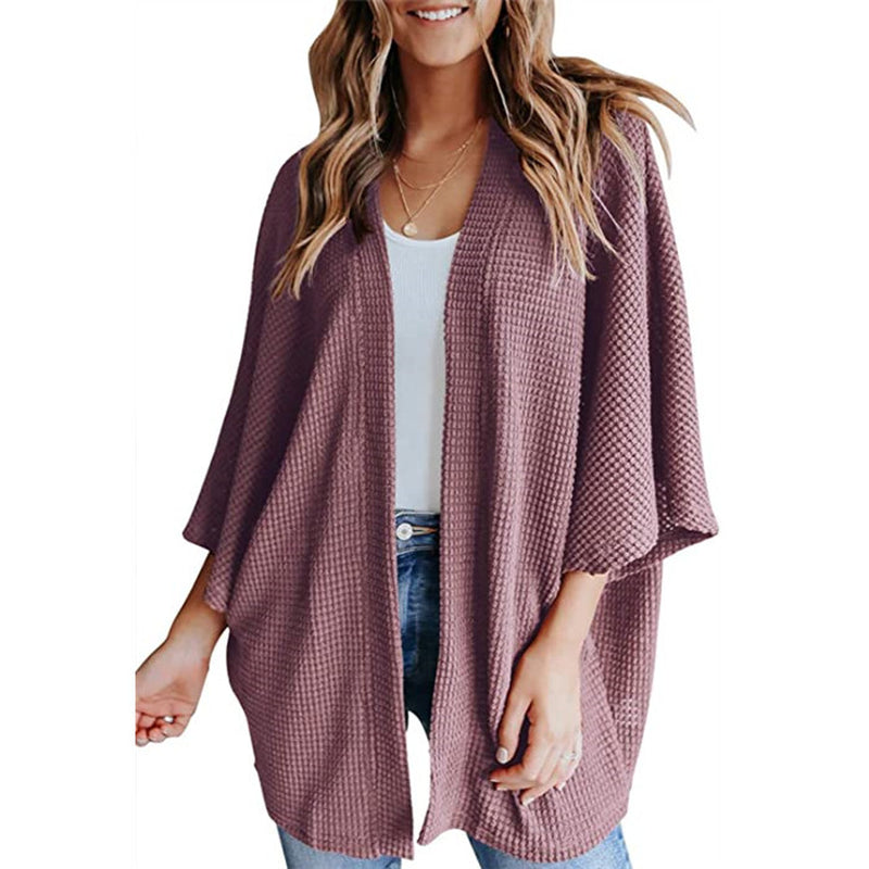 Bat Sleeve Waffle Gerson Women'S Cardigan