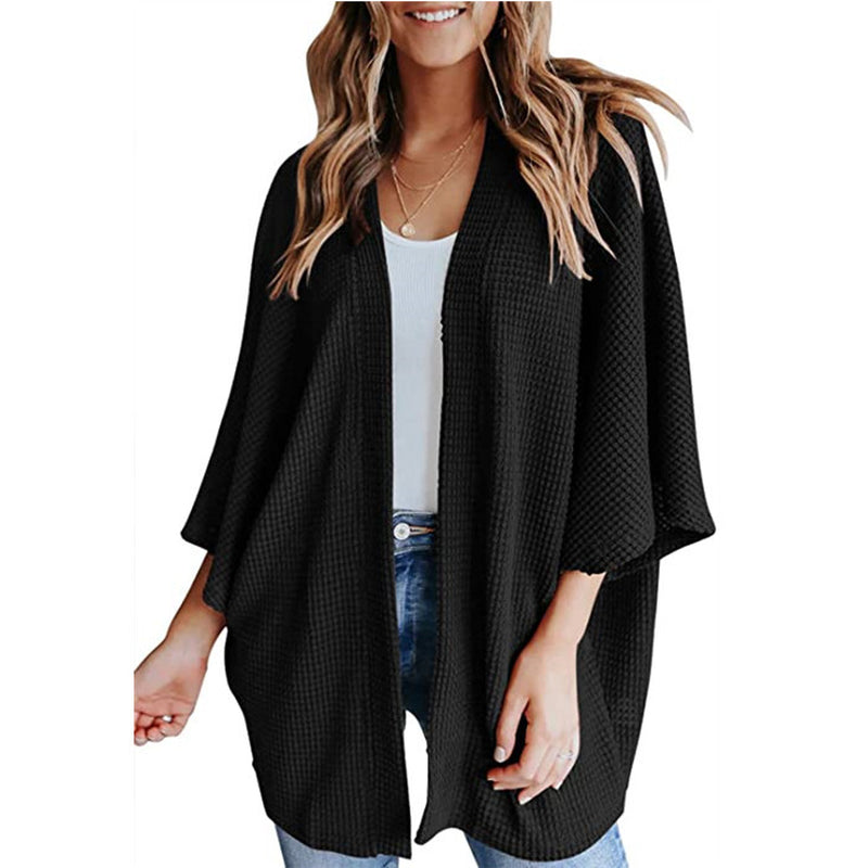 Bat Sleeve Waffle Gerson Women'S Cardigan