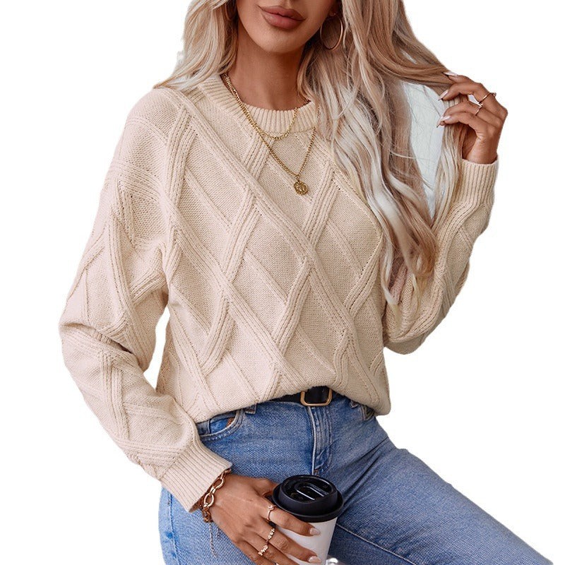 Diamond Pullover Women'S Loose round Neck