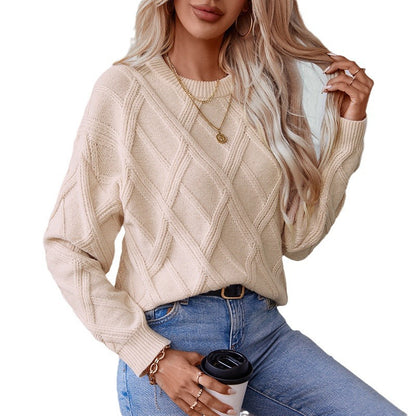 Diamond Pullover Women'S Loose round Neck